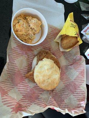 Cajun Filet Biscuit, Bo Rounds, Pimento Cheese