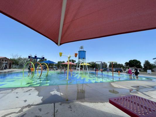 Shade looking at splash pad