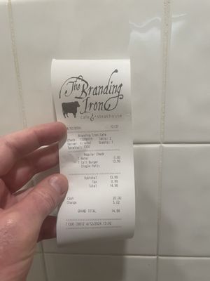 The receipt for my California burger...with fries included.