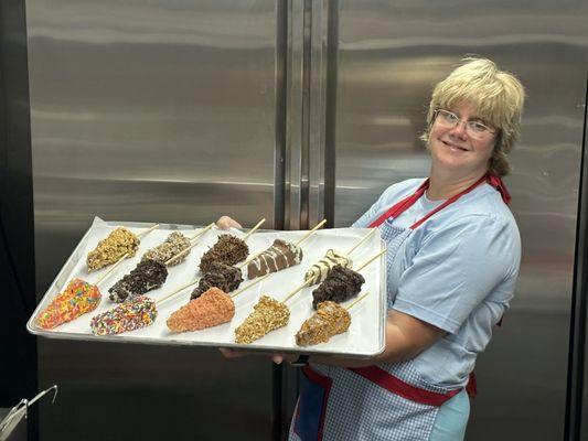 Mama B and her Cheesecake on a stick varieties.