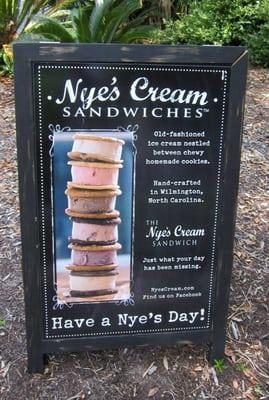 Sandwich sign for Nye's Cream