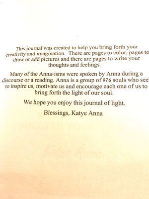 Journal of Light - Anna Speaks. $5 local author.