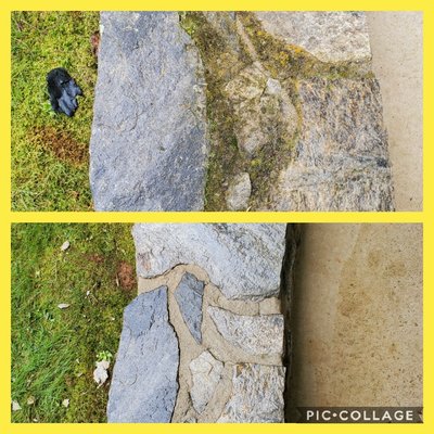 Before and after on 35 year old Stone work