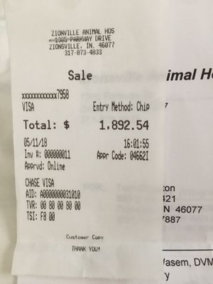 Dental for 15 year old miniature poodle. This was the bill we paid.