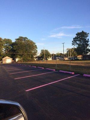 New parking lot!  Pink and Sparkly!!!!