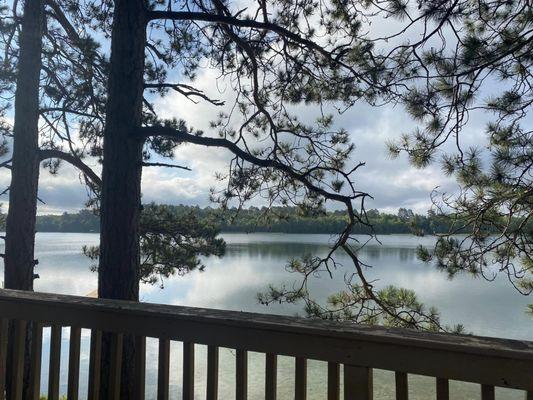 View of Boot Lake from deck of Pine Cabin