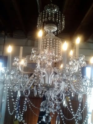 Chandeliers throughout the store.