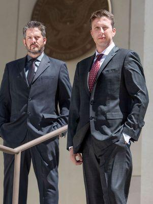 Matt Braukmann and James Dallner at Courthouse in Montana