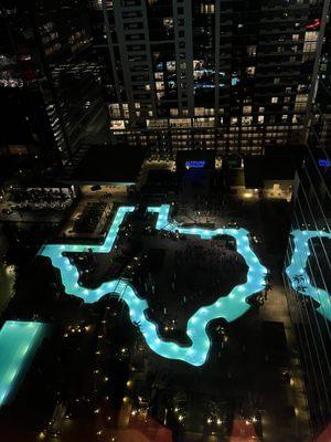 Texas lazy river view at night