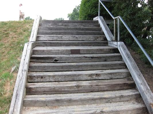 Note the lack of handrails and the incongruity of the steps that led to a $360,000 settlement.