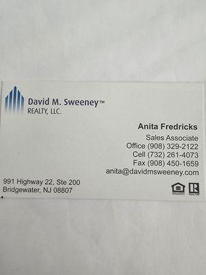 Anita Fredricks is a sales associate with David M Sweeney  Realty LLC.