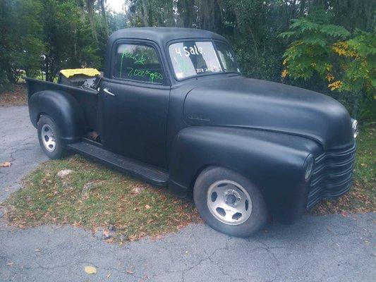 Customer who brought in a 1947 Chevy truck, getting it slammed on the ground airbags.