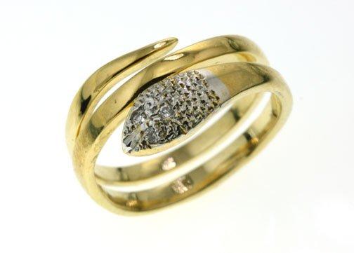 18K Solid Gold Snake Diamond Ring