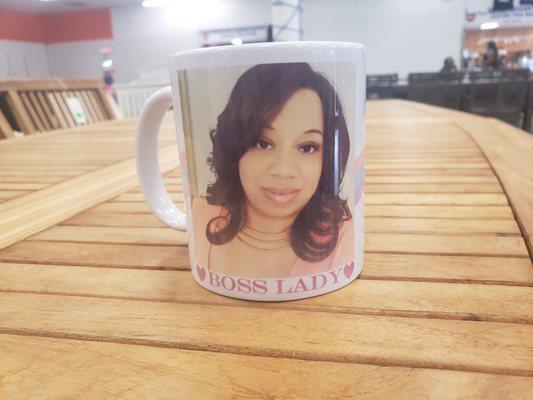 Custom printed photo mug. Sublimated design makes the print permanent. Dishwasher safe.