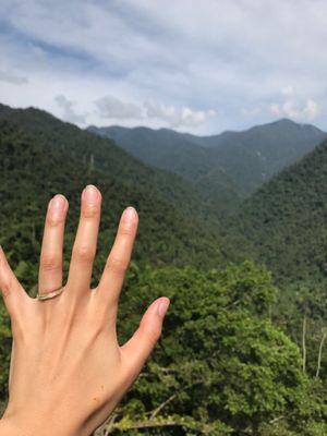 My wife's custom made wedding band saying hi from Colombia. Unbelievably grateful for the work and service from Alishan and Lydia.