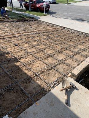 Garage driveway rebar