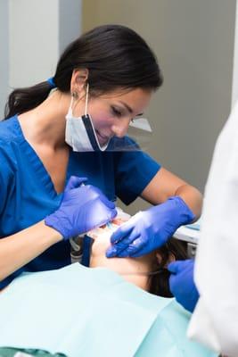 Dr. A Preece gently working with a patient