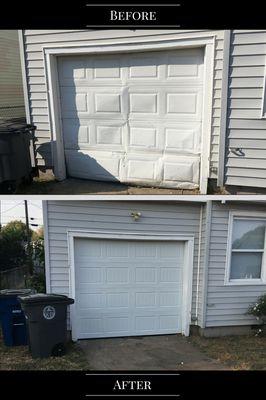 Residential Garage Door replacement in Tulsa before and after photos.