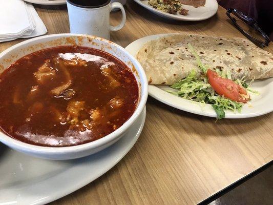 Menudo and barbacoa taco