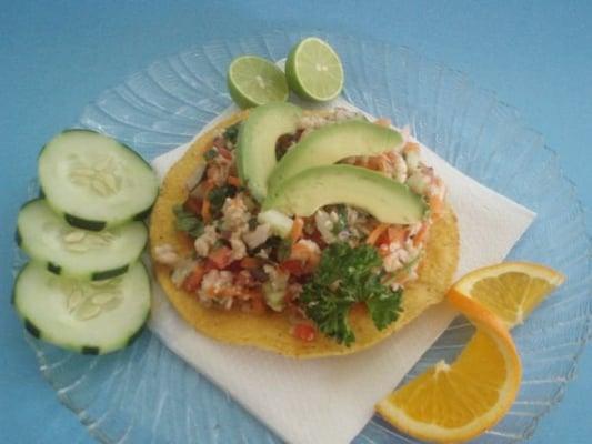 "Shrimp Ceviche Tostada"