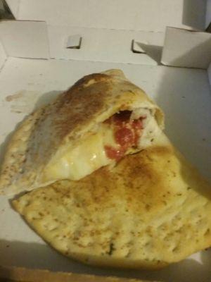 3 cheese calzone,  look at all that cheese! $8.99