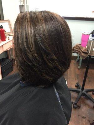 Dark brown with highlights