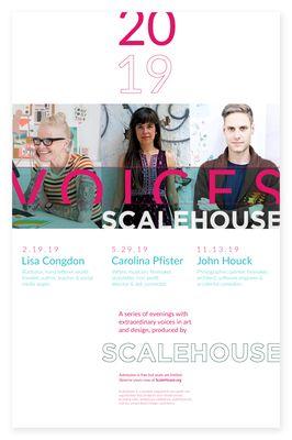 Poster for Scalehouse Voices upcoming talks.