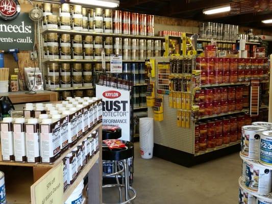 Paint store. Nuts and bolts in other store