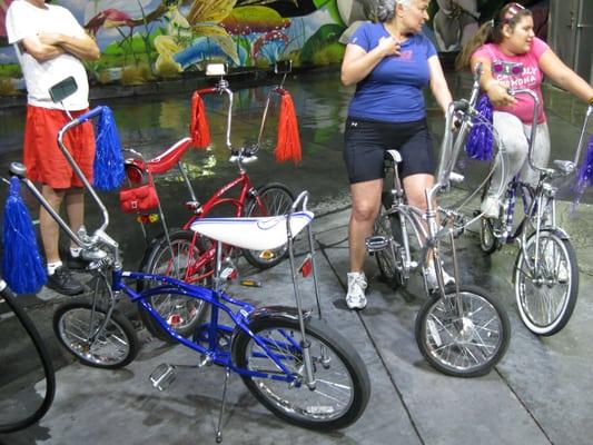 At United Oil gas station and caught in a freak thunderstorm, I saw these cool bicycles!