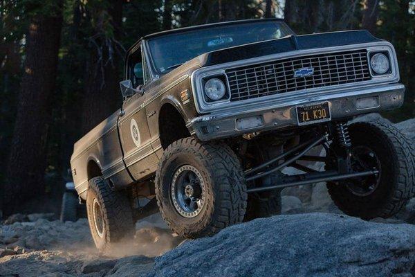 Toyo Tires shoot: The heavy chevy throwing down on the rocks! Call us today (760) 813-5465