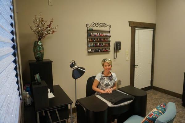 Michelle in her private nail room at Regency Salon and Spa