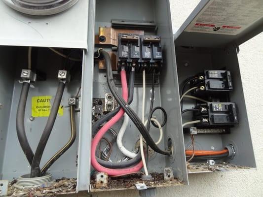 A dangerous wiring situation needing immediate correction.