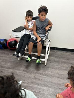 My two athletes waiting to see the doctor.