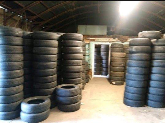 Large inventory of used tires