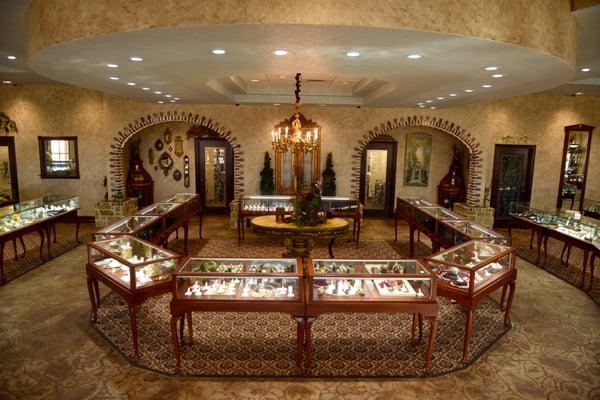 Our beautiful new 3500 square foot showroom with 53 cases of exquisite jewelry items to choose from.