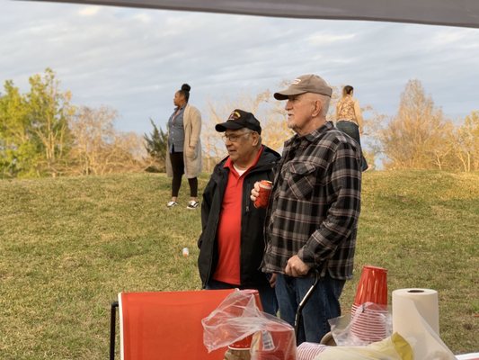 Mike's dad in the red shirt. He's a super kind war vet. }:{