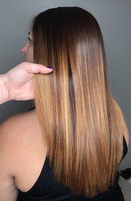 Balayge hilight, al over color, and keratin treatment