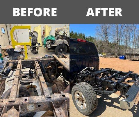 blasted and painted truck frame