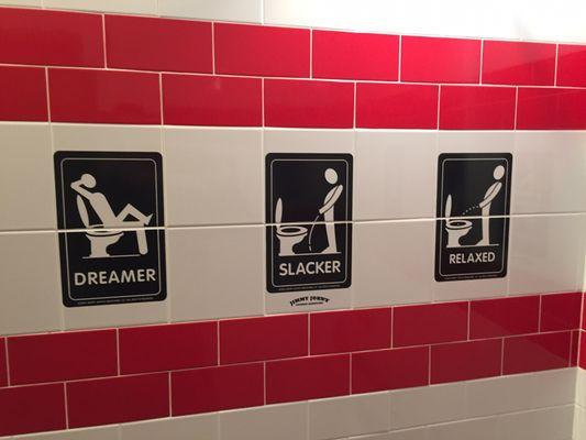 Son was in the bathroom and I though the signs are funny.