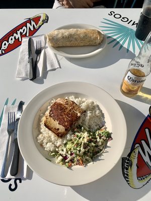 Salmon Bowl & Screaming chicken burrito