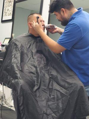 Bald fade and facial shave