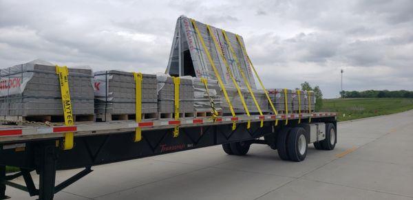 Marble and brick construction material on flatbed