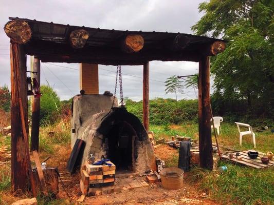 The wood-fired kiln built by John on nearby farm Pastures of Rose Creek!