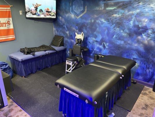 Stretching, massage and compression therapy.