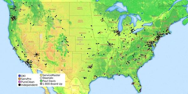 In 2016 we mapped  the restoration companies using our products. They reduced time spent on demolition and saved wear and tear on workers.