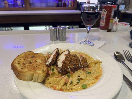 Parmesan Crusted Chicken Alfredo