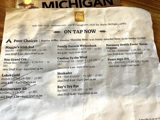 August 2023 taplist