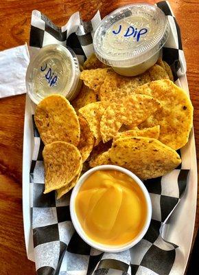 Chips and Dip with Jalapeño Dip.