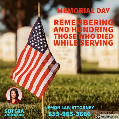 Memorial Day-Lemon law attorney Sotera Anderson