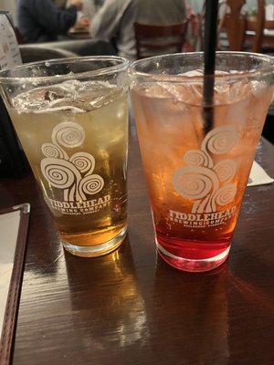 Toasted pirate on left  Dirty Shirley on right